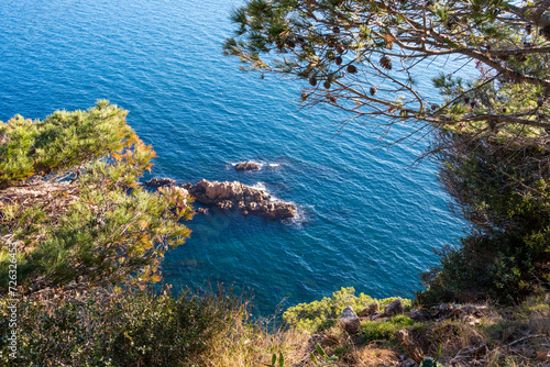 Landscape of cliffs on the coast of Girona known as Costa Brava in Catalonia in Spain