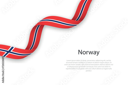 Waving ribbon with flag of Norway