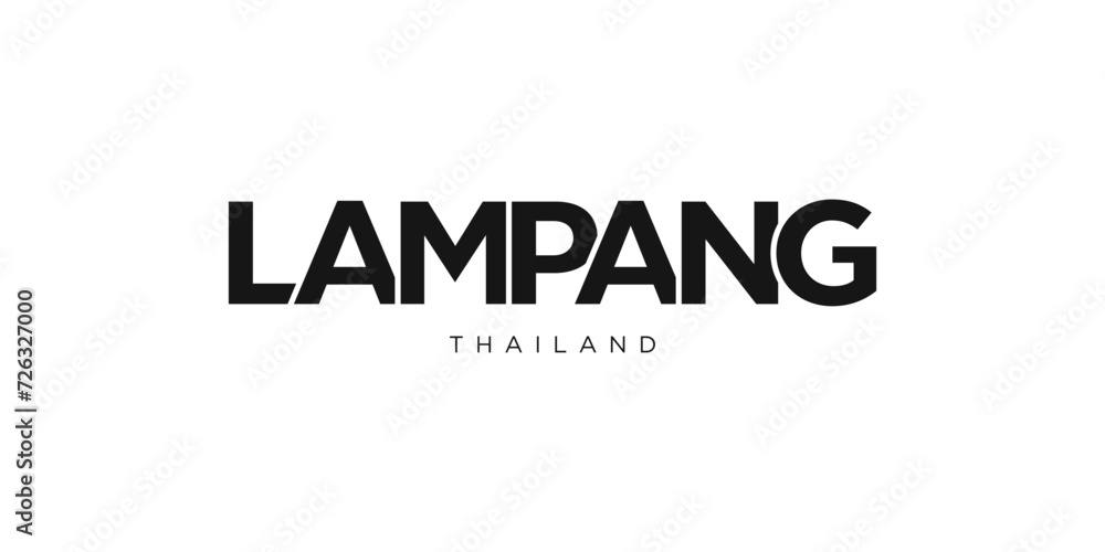 Lampang in the Thailand emblem. The design features a geometric style, vector illustration with bold typography in a modern font. The graphic slogan lettering. Lampang in the Thailand emblem. The design features a geometric style, vector illustration with bold typography in a modern font. The graphic slogan lettering.
