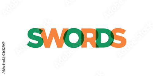 Swords in the Ireland emblem. The design features a geometric style, vector illustration with bold typography in a modern font. The graphic slogan lettering.