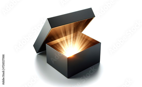 Mysterious Black Box Opened With Radiant Light Emanating From Inside photo