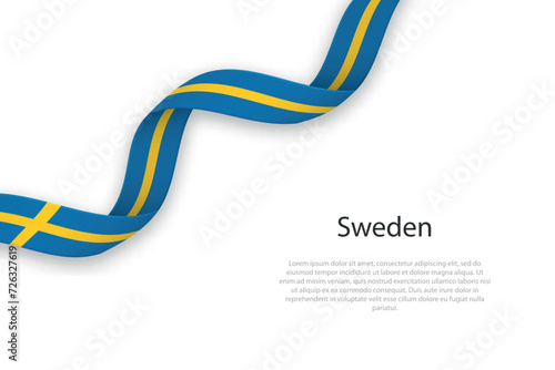 Waving ribbon with flag of Sweden