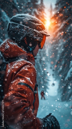 Wallpaper Mural person in the mountains, skier in snowy mountains, generative ai Torontodigital.ca