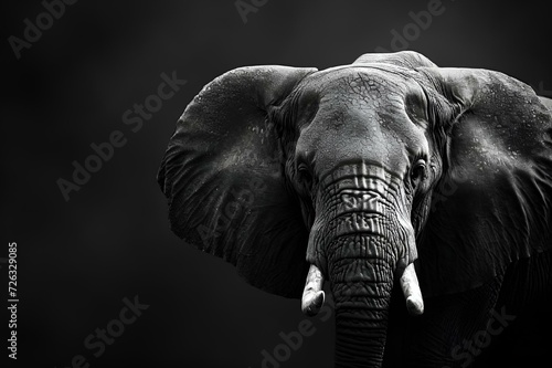AI generated illustration of an elephant in grayscale