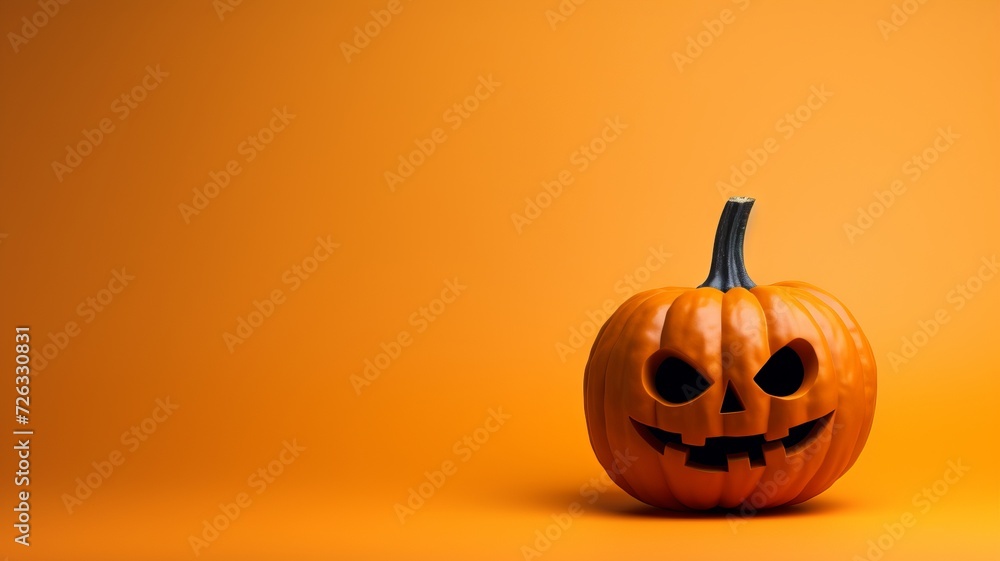 Jack-o-Lantern Pumpkin Halloween with Copy space against gradient orange background Jack-o-Lantern Pumpkin Halloween with Copy space against gradient orange background