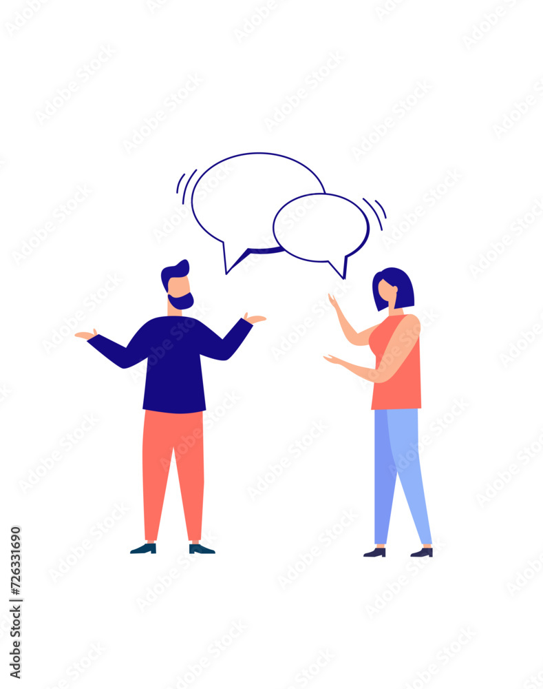 Concept of dialogues, flat style, people discussing news, social topics, social networks, chat, dialogue. Vector illustration isolated background Concept of dialogues, flat style, people discussing news, social topics, social networks, chat, dialogue. Vector illustration isolated background