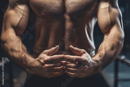 Strong man hands with muscles photo