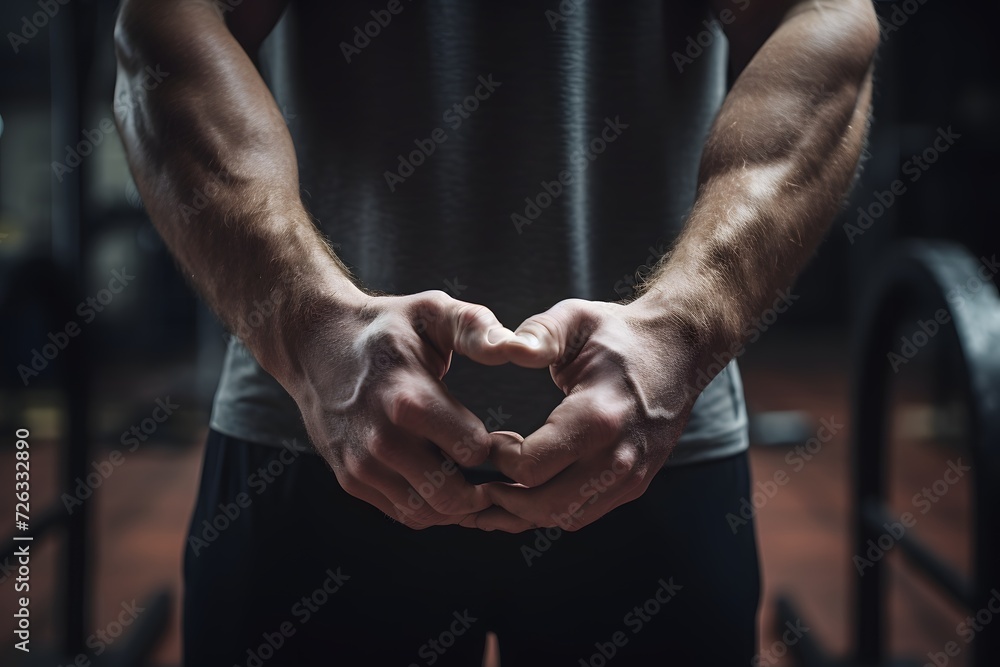 Strong man hands with muscles