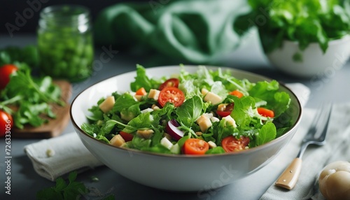 vegetarian green healthy salad in a bowl 