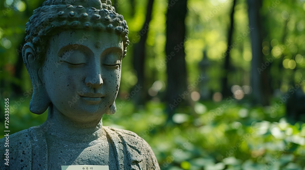 Serene buddha statue in meditation pose at an asian temple, radiating tranquility Serene buddha statue in meditation pose at an asian temple, radiating tranquility