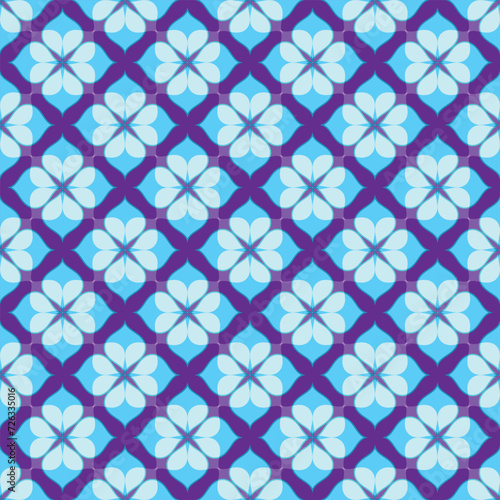 Vector seamless spring festive pattern of blue flowers on a violet background