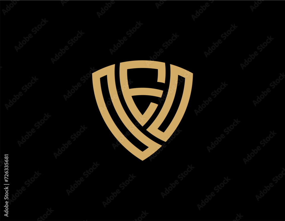 OEO creative letter shield logo design vector icon illustration - obrazy, fototapety, plakaty 