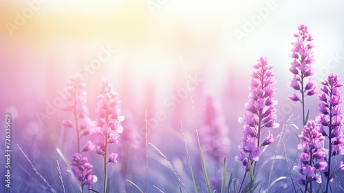 A Bunch of Purple Flowers in a Field