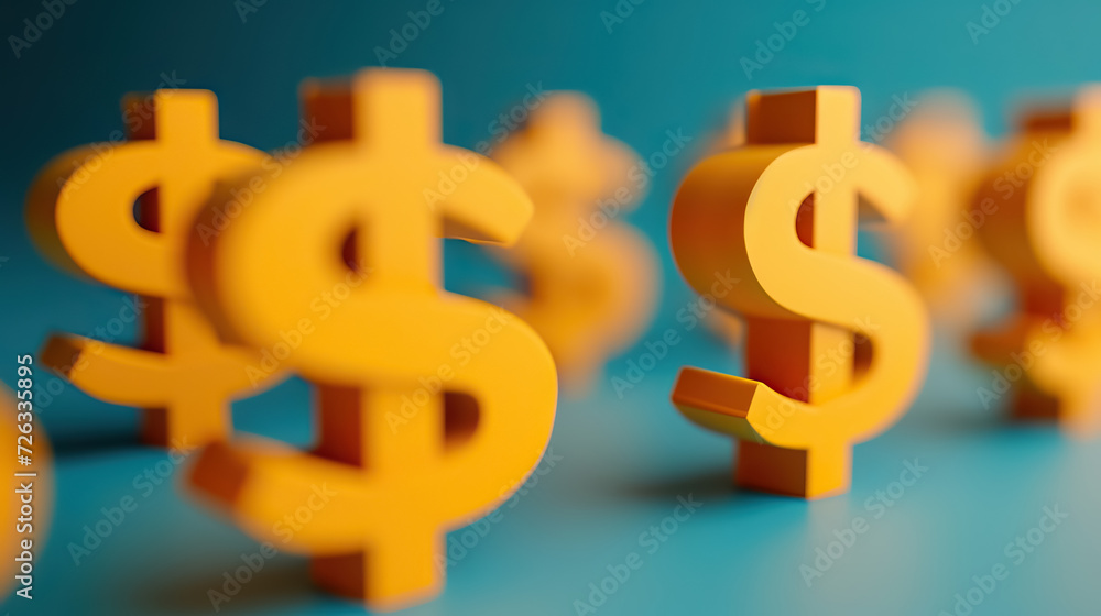 symbols of dollar currency background selective focus - AI Generated Abstract Art symbols of dollar currency background selective focus - AI Generated Abstract Art