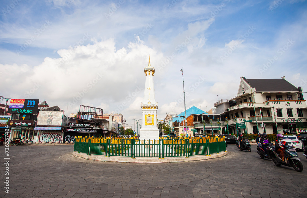 Tugu Jogja, Known as Tugu Pal is the Iconic Landmark of Yogyakarta. It is located near Malioboro street, a popular Tourist destination.