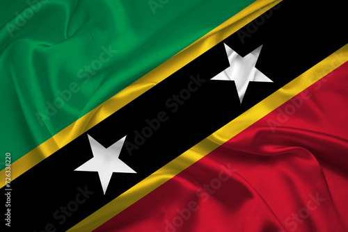 Flag Of Saint Kitts and Nevis, Saint Kitts and Nevis flag, National flag of Saint Kitts and Nevis. fabric flag of Saint Kitts and Nevis. photo