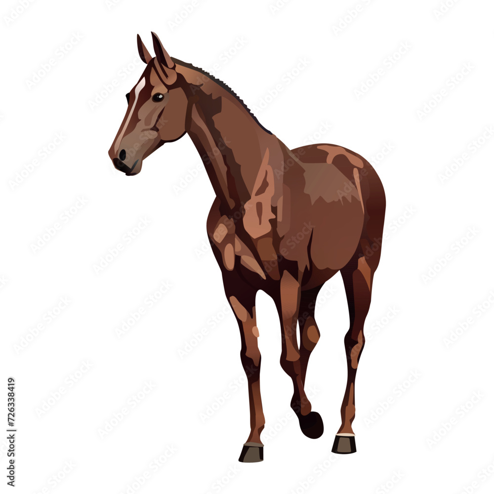 Fototapeta premium Horse of colorful set. The majesty of a thoroughbred horse in this exquisite illustration brought to life with a skillful cartoon design. Vector illustration.
