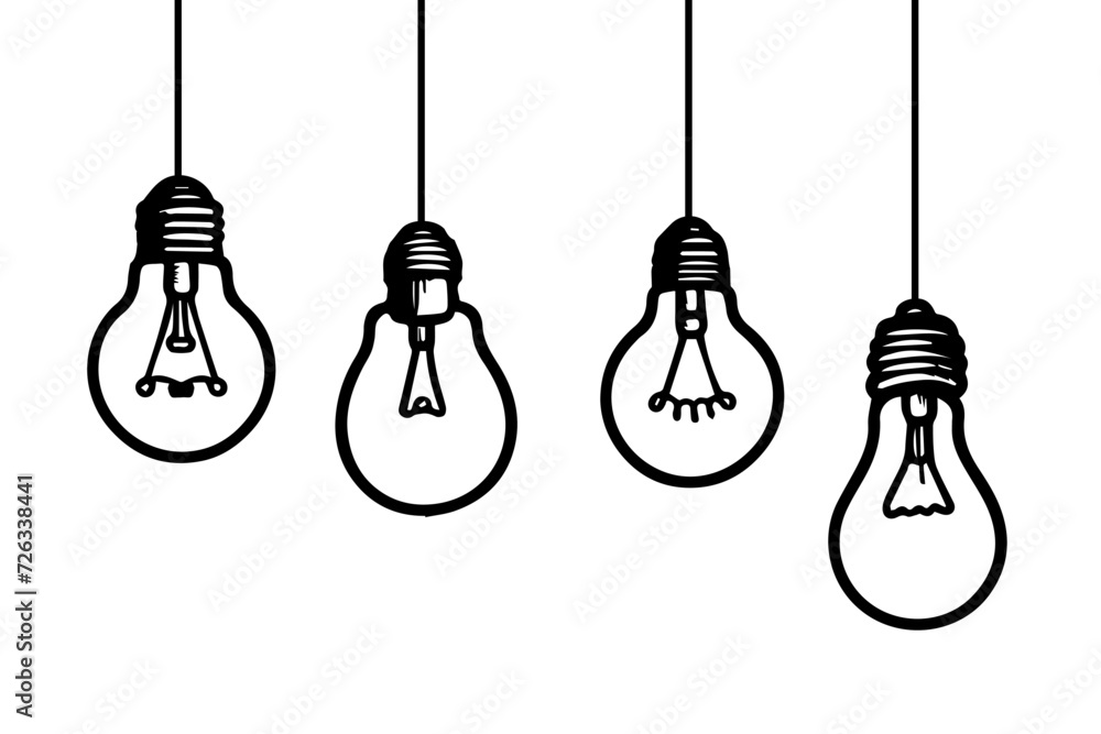 doodle of light bulb illustration, idea symbol on white background. doodle of light bulb illustration, idea symbol on white background.