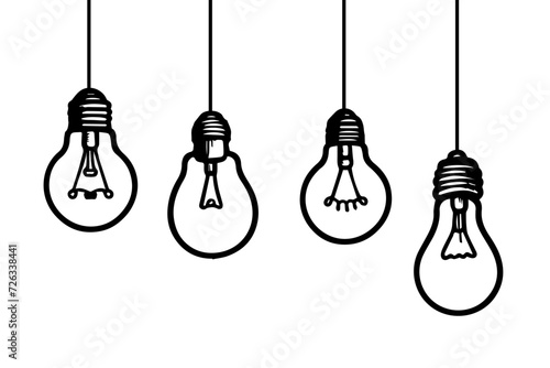 doodle of light bulb illustration, idea symbol on white background.