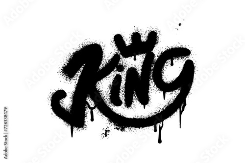 Spray Painted Graffiti word KING Sprayed isolated on white background.