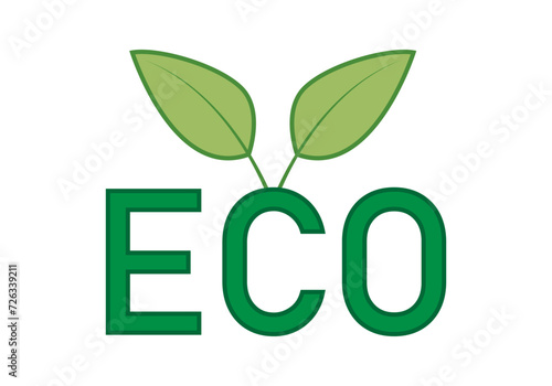 Icono verde de producto ecológico con hojas.