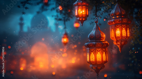  Ramadan 3-5 lanterns with mosque backgroun