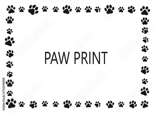 Paw print. Frame on a white background. dog or cat.