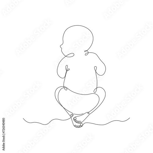 one line drawing illustration of a baby. Cute sleeping baby drawn from the hand a picture of the silhouette. Modern minimalism art. Little kid in the minimalist style. Vector illustration
