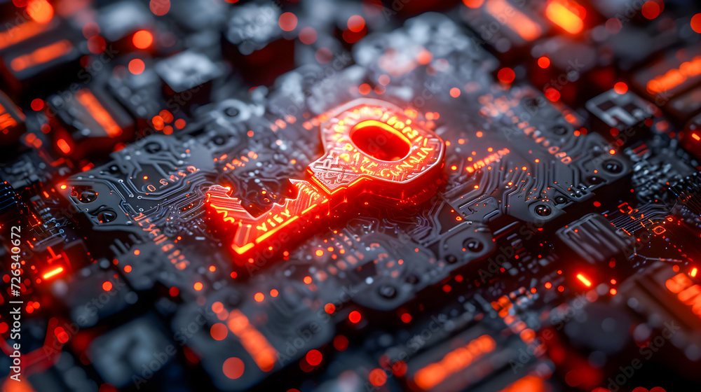 A glowing security lock icon integrated on an intricate electronic circuit board, symbolizing cybersecurity.
A glowing security lock icon integrated on an intricate electronic circuit board, symbolizing cybersecurity.
