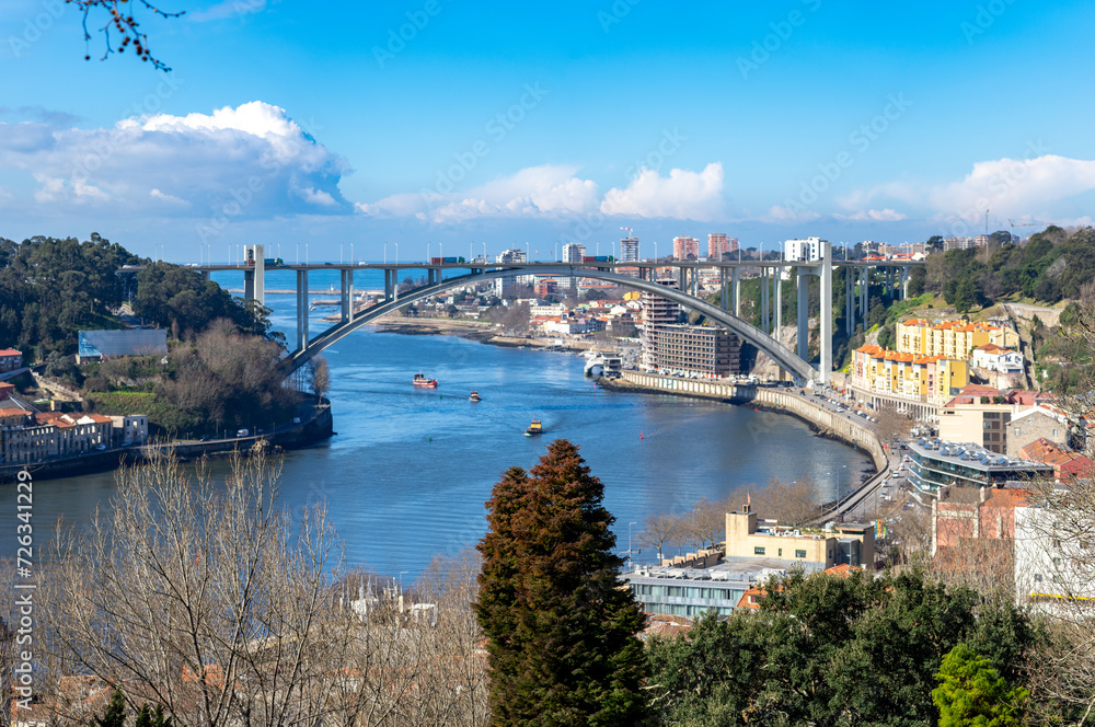 Fototapeta premium The mouth of the Portuguese Douro River into the sea