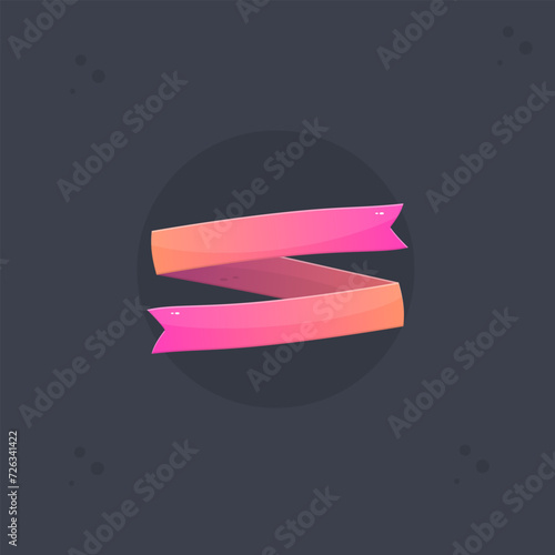 Glossy Pink Double Ribbon Isolated Vector