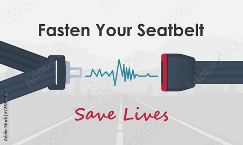 Fasten your seatbelt concept. Drive safe and safety first. Vector illustration.