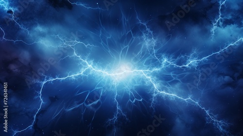 Vibrant blue lightning plasma: electrifying background for dynamic designs photo