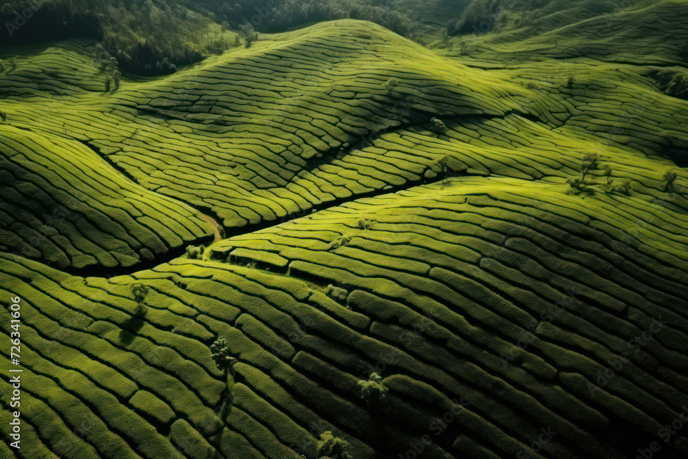 Fresh Green Tea Plantation in the Beautiful Malaysian Countryside
