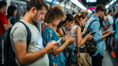 Online life on phone in the metro