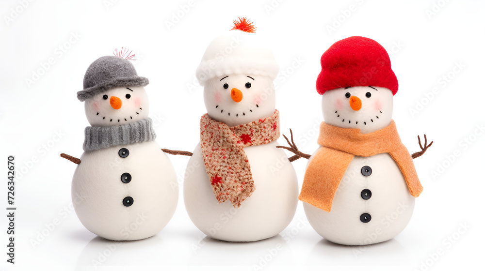 A Group of Snowmen Wearing Hats and Scarves A Group of Snowmen Wearing Hats and Scarves