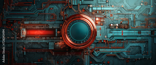 Detailed futuristic circuit board background with glowing elements