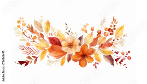 Autumn floral arrangement in warm watercolor tones for seasonal design