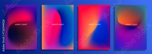 Abstract night light mesh gradient cover poster holographic background design set.