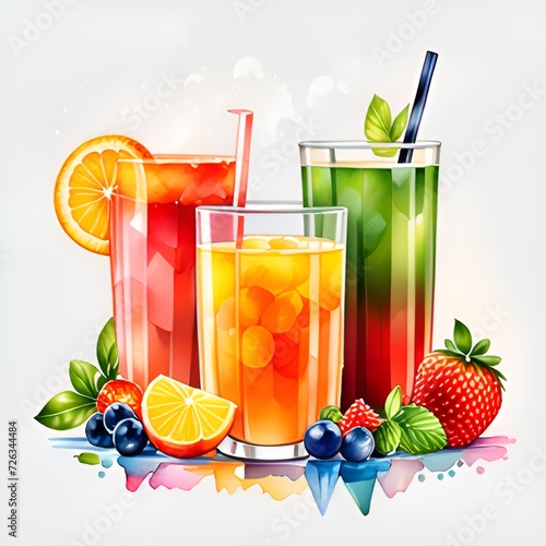 glass of orange juice with fruits