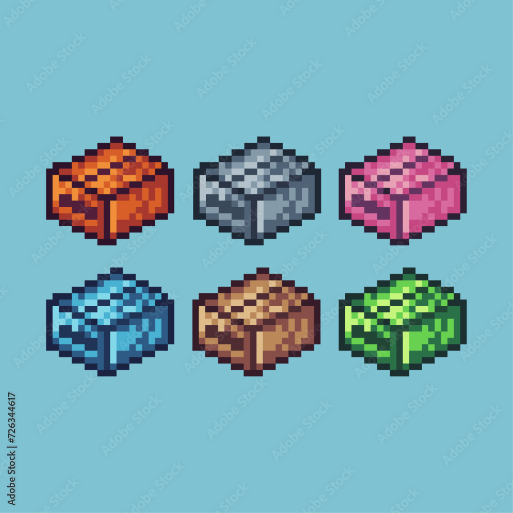 Pixel art sets icon of box icon variation color. paper box icon on pixelated style. 8bits perfect for game asset or design asset element for your game design. Simple pixel art icon asset. Pixel art sets icon of box icon variation color. paper box icon on pixelated style. 8bits perfect for game asset or design asset element for your game design. Simple pixel art icon asset.