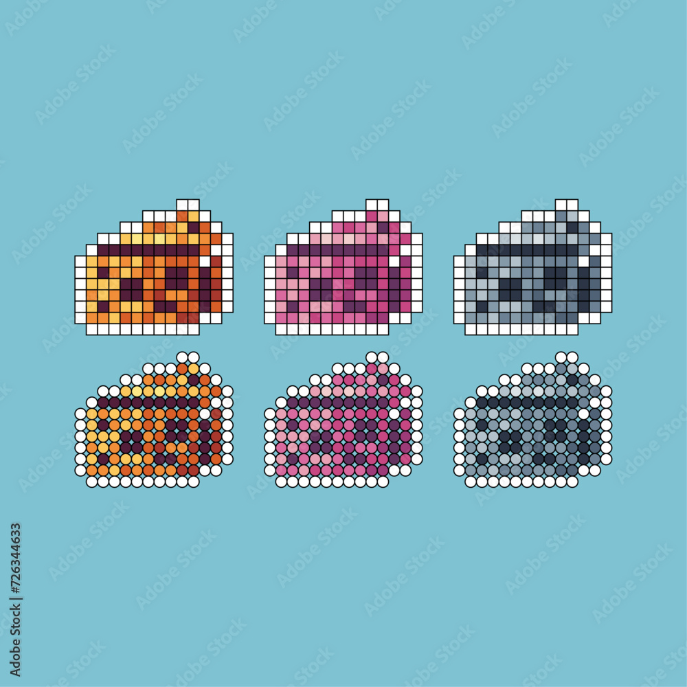 Pixel art stroke sets icon of cheese variation color. Cheese icon on pixelated style. 8bits perfect for game asset or design asset element for your game design. Simple pixel art icon asset. Pixel art stroke sets icon of cheese variation color. Cheese icon on pixelated style. 8bits perfect for game asset or design asset element for your game design. Simple pixel art icon asset.