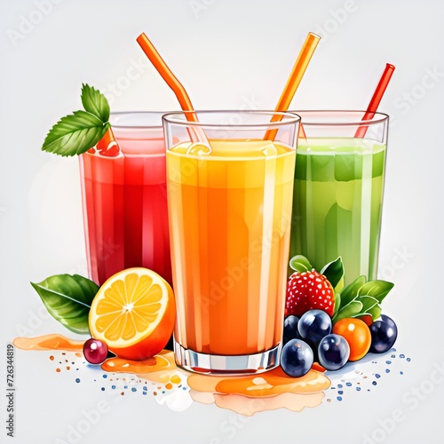 glass of juice with fruits