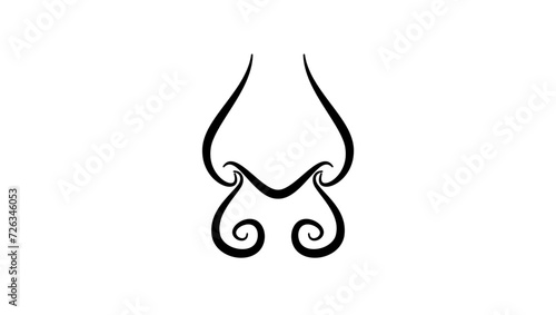 runny nose, black isolated silhouette