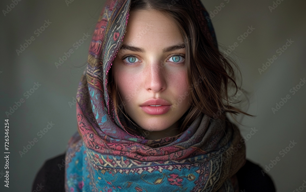 Multiracial Woman Wearing Headscarf