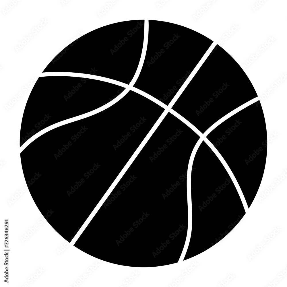 Black Basketball Icon Isolated on White Black Basketball Icon Isolated on White