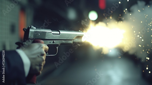 Close-Up of a Fired Gun in a High-Stakes Encounter