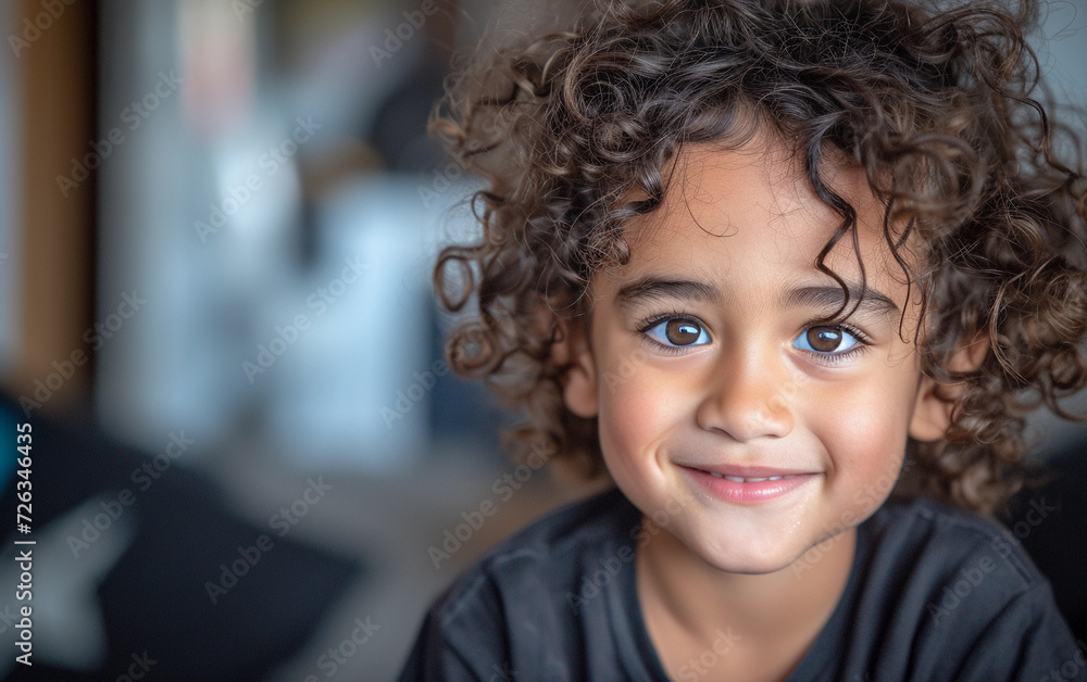 Close-Up Portrait of a Child With Curly Hair Close-Up Portrait of a Child With Curly Hair