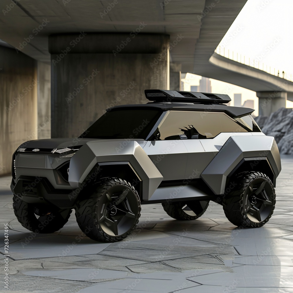 A futuristic boxy modern upright SUV