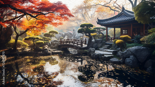Autumn scenery in Suzhou Garden